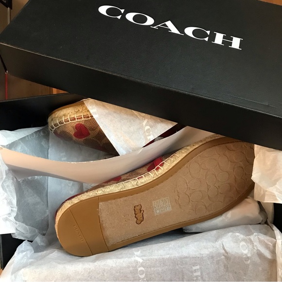❤️ Coach Collins Espadrille Shoes Heart Print Electric Red 6 6.5 7 🌺 - Picture 7 of 10